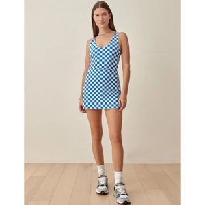 Reformation Blue and White Checkered Ecomove Dress